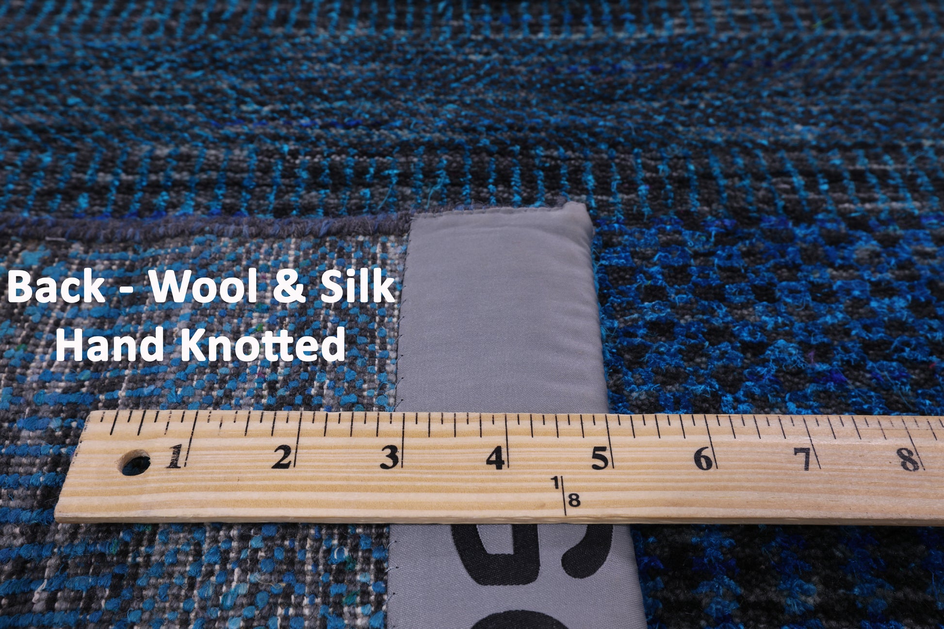 Blue Savannah Grass Hand Knotted Wool & Silk Runner Rug - 2' 7" X 21' 11" - Golden Nile