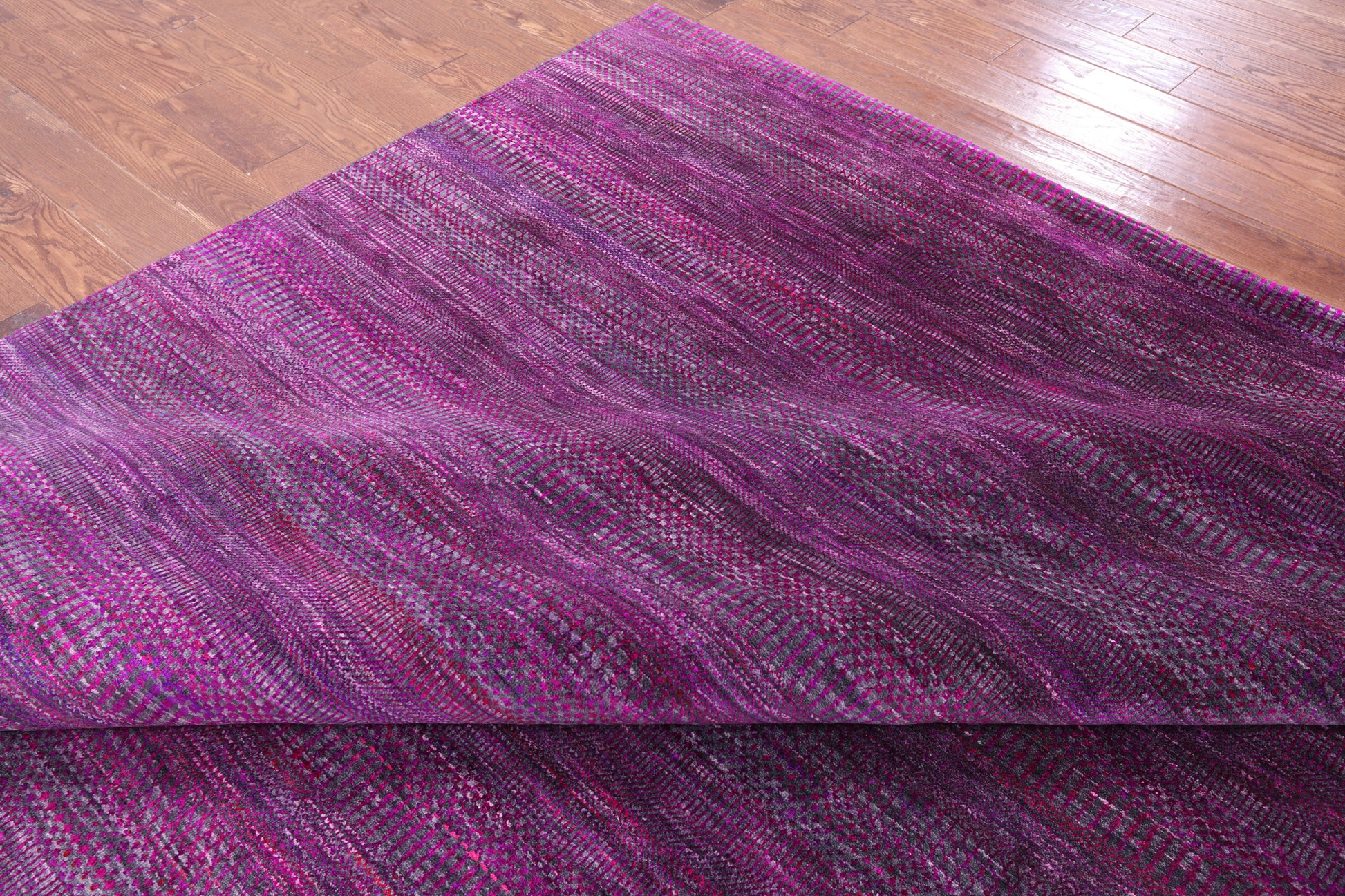 Purple Savannah Grass Hand Knotted Wool & Silk Rug - 9' 11" X 19' 7" - Golden Nile