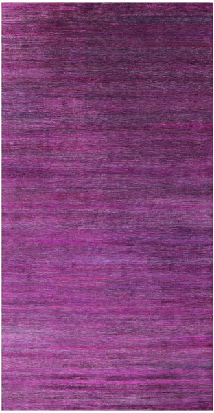 Purple Savannah Grass Hand Knotted Wool & Silk Rug - 9' 11" X 19' 7" - Golden Nile