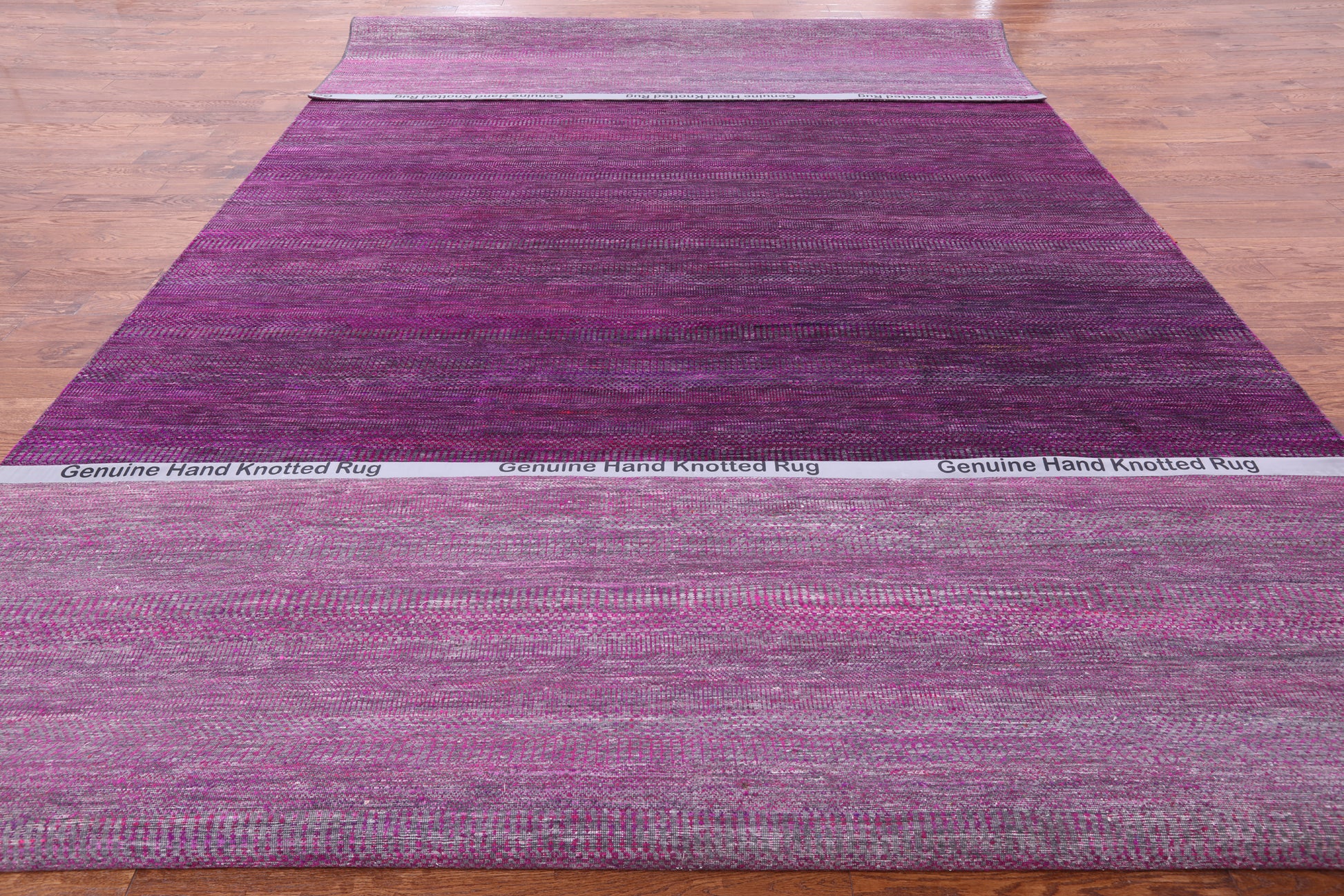 Purple Savannah Grass Hand Knotted Wool & Silk Rug - 9' 11" X 19' 7" - Golden Nile