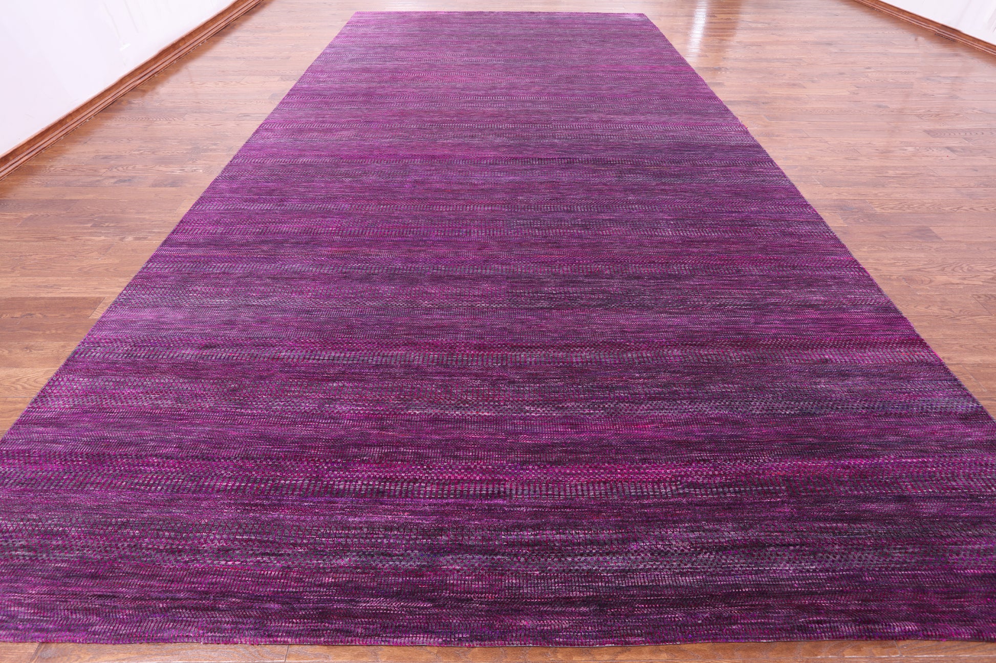 Purple Savannah Grass Hand Knotted Wool & Silk Rug - 9' 11" X 19' 7" - Golden Nile
