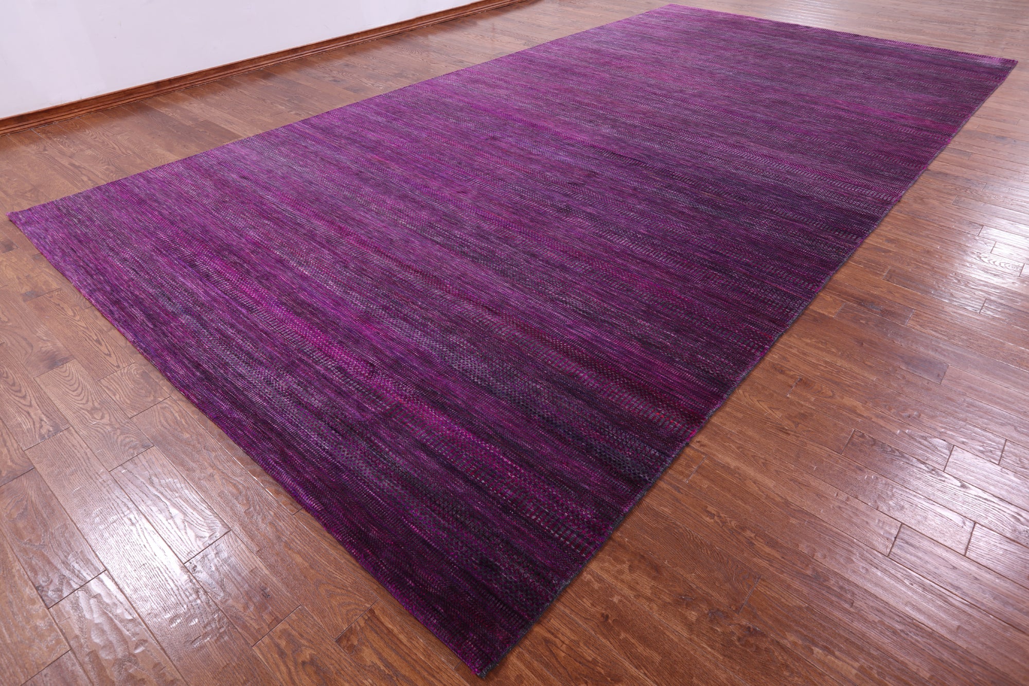 Purple Savannah Grass Hand Knotted Wool & Silk Rug - 9' 11" X 19' 7" - Golden Nile