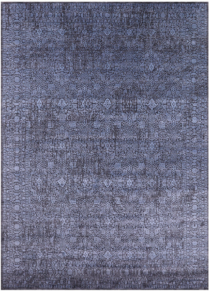 Grey Persian Hand Knotted Wool & Silk Rug - 10' 2" X 14' 3" - Golden Nile