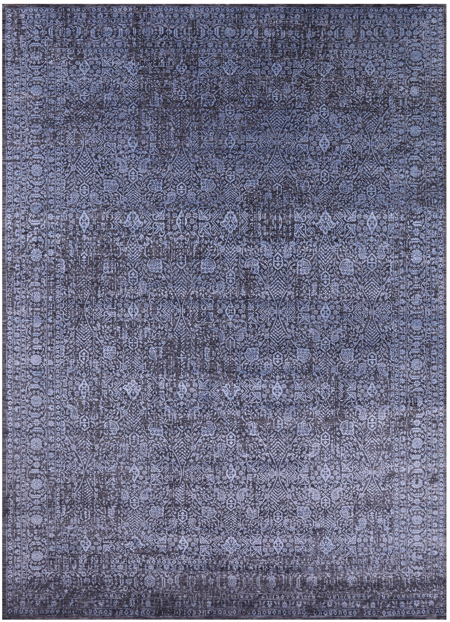 Grey Persian Hand Knotted Wool & Silk Rug - 10' 2" X 14' 3" - Golden Nile