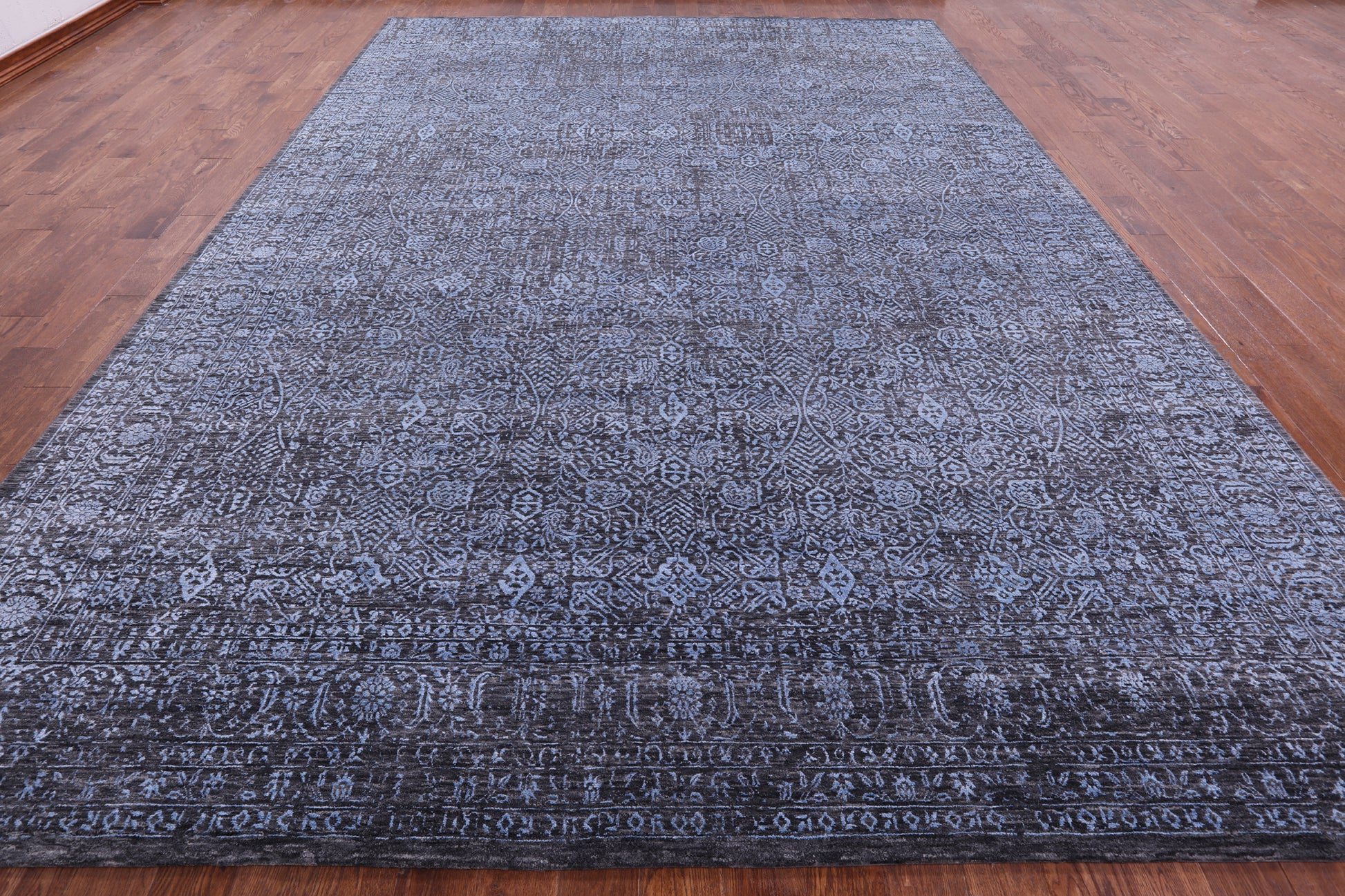 Grey Persian Hand Knotted Wool & Silk Rug - 10' 2" X 14' 3" - Golden Nile