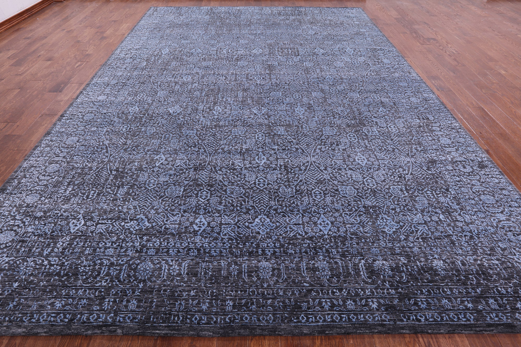 Grey Persian Hand Knotted Wool & Silk Rug - 10' 2" X 14' 3" - Golden Nile