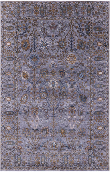 Grey Persian Tabriz Hand Knotted Wool Rug - 6' 1" X 9' 3" - Golden Nile