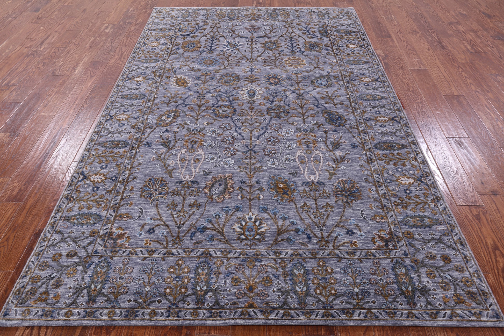 Grey Persian Tabriz Hand Knotted Wool Rug - 6' 1" X 9' 3" - Golden Nile