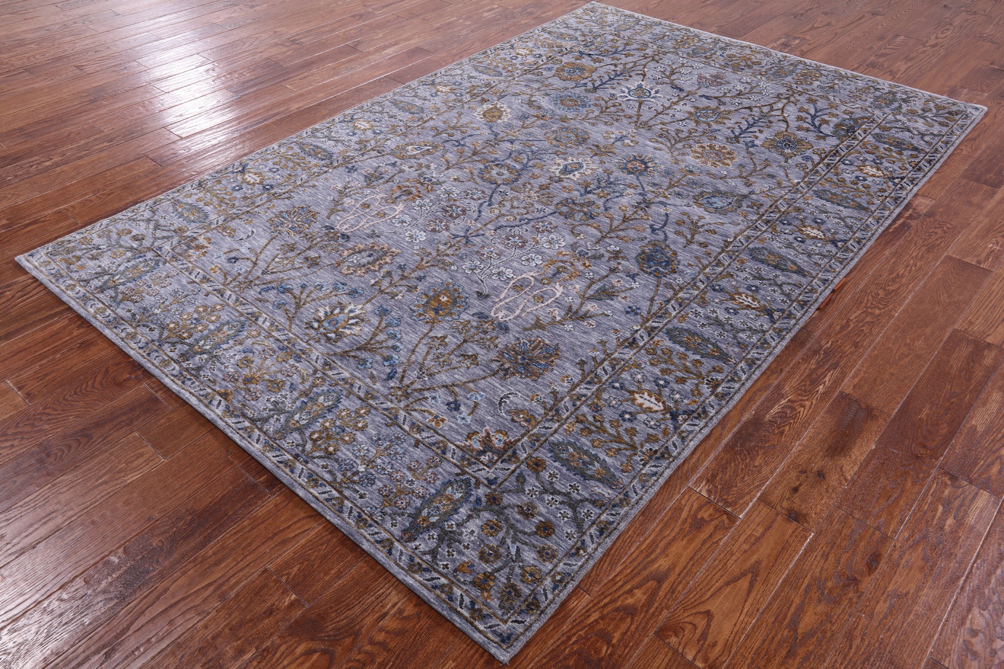 Grey Persian Tabriz Hand Knotted Wool Rug - 6' 1" X 9' 3" - Golden Nile