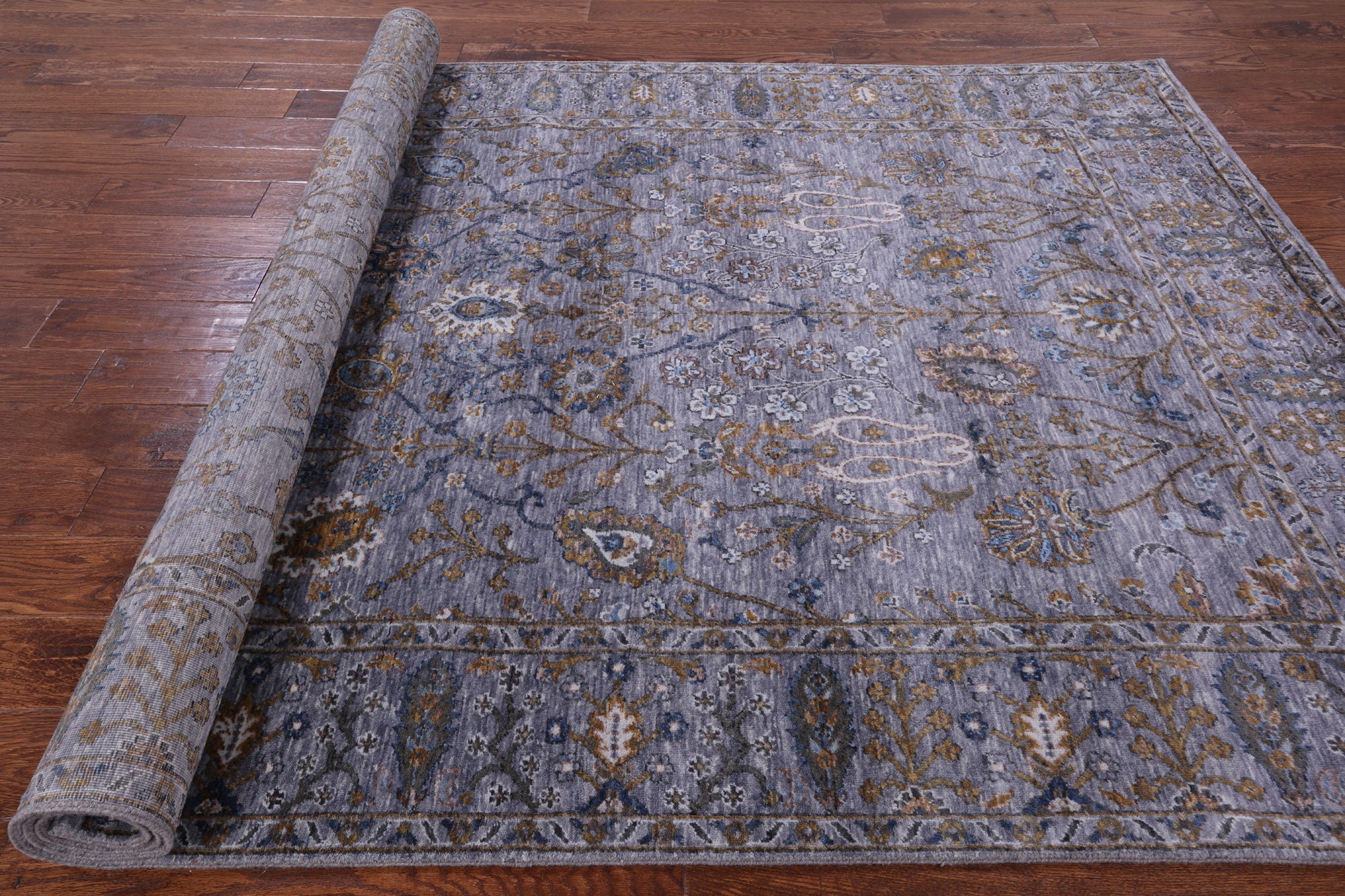 Grey Persian Tabriz Hand Knotted Wool Rug - 6' 1" X 9' 3" - Golden Nile