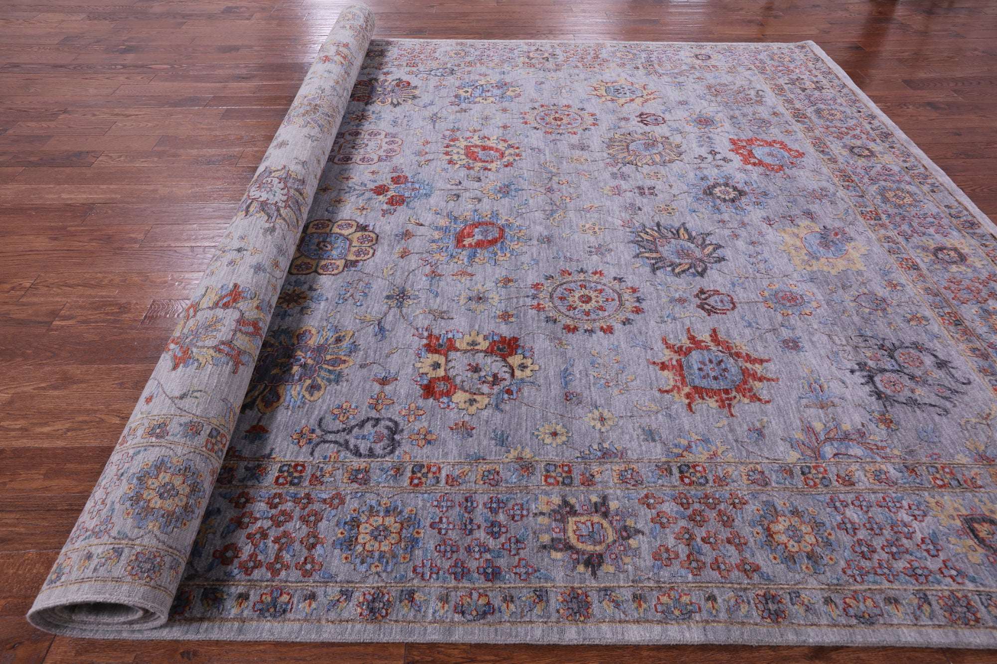 Grey Persian Tabriz Hand Knotted Wool Rug - 9' 11" X 14' 3" - Golden Nile