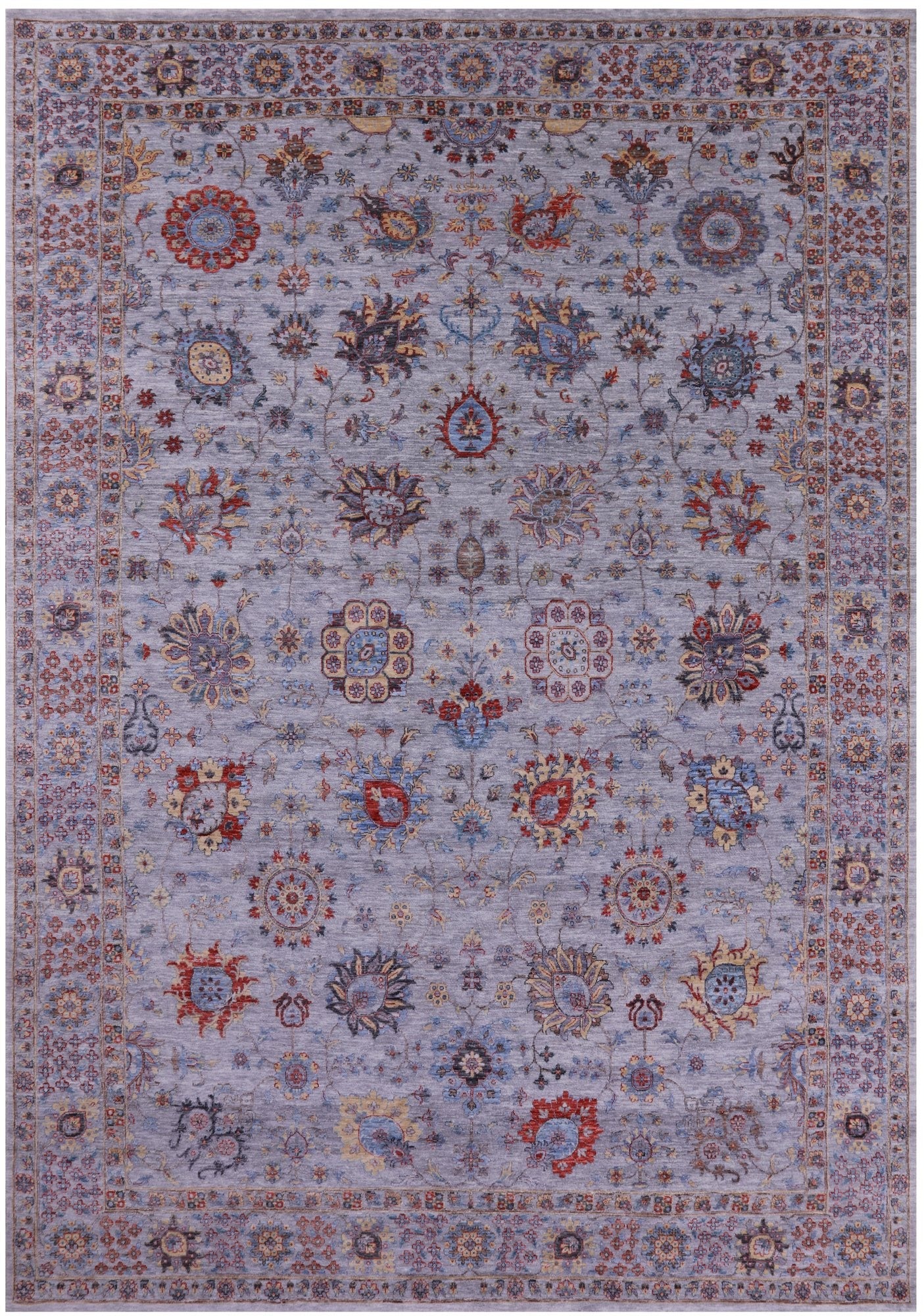 Grey Persian Tabriz Hand Knotted Wool Rug - 9' 11" X 14' 3" - Golden Nile