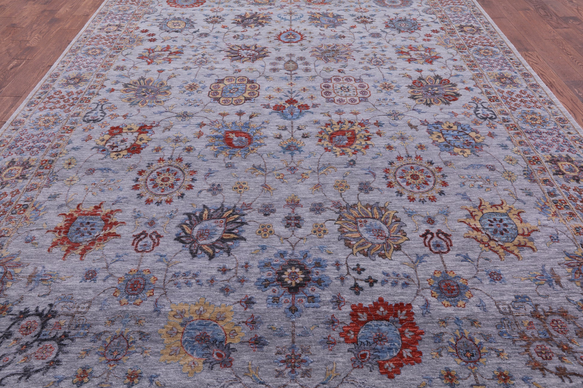 Grey Persian Tabriz Hand Knotted Wool Rug - 9' 11" X 14' 3" - Golden Nile