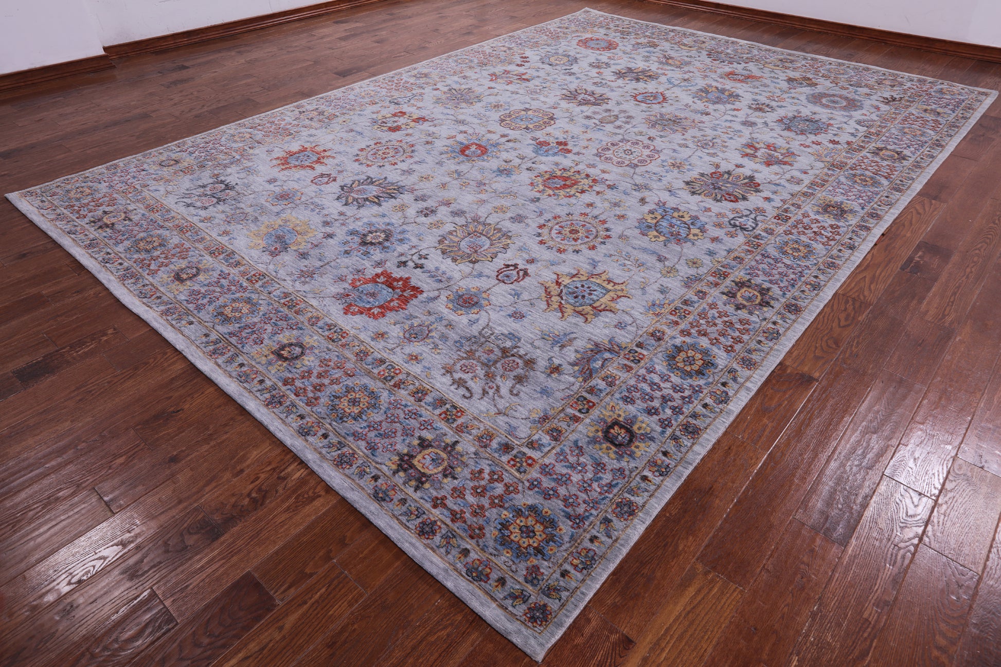 Grey Persian Tabriz Hand Knotted Wool Rug - 9' 11" X 14' 3" - Golden Nile