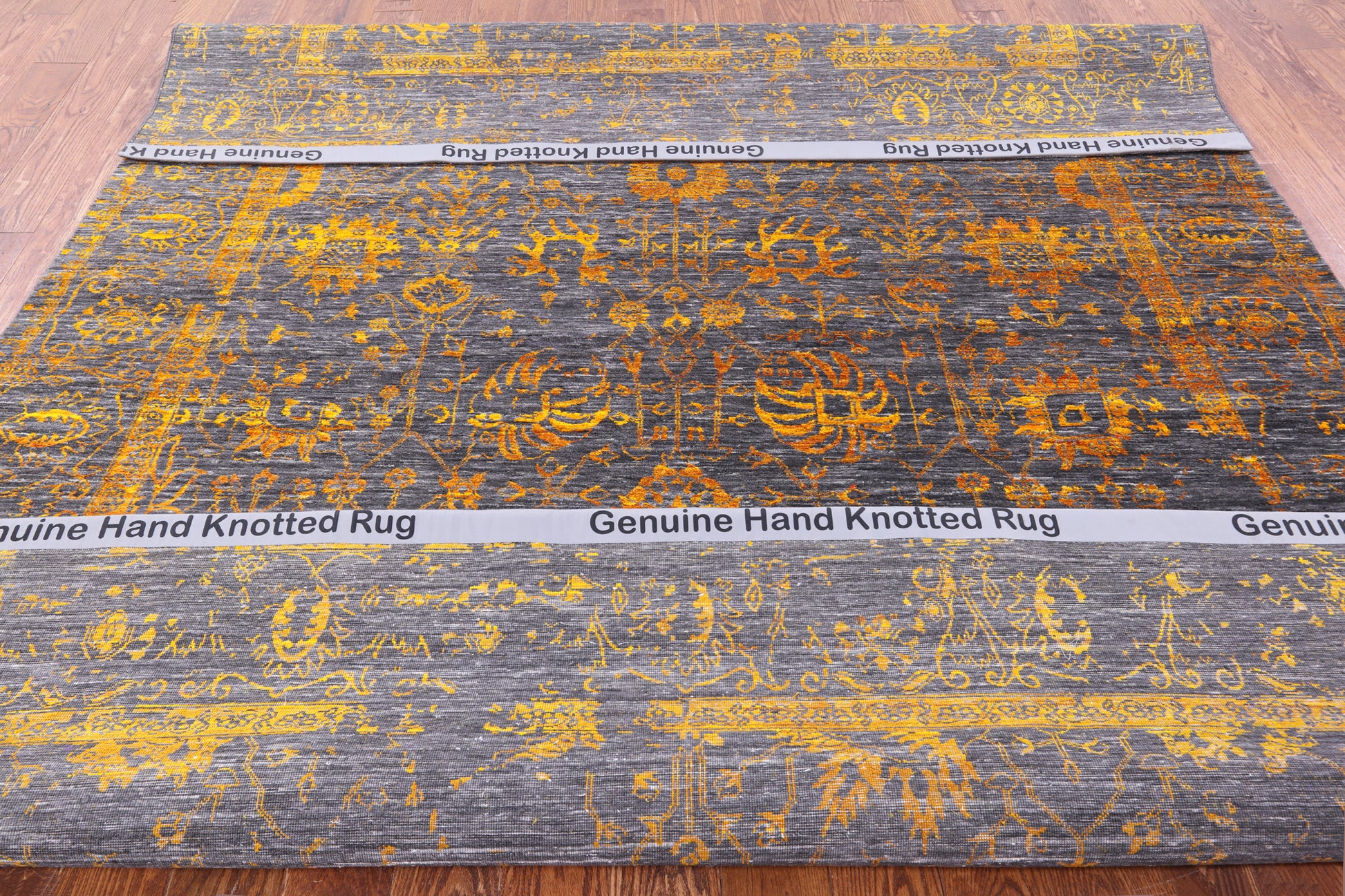 Grey Persian Hand Knotted Wool & Silk Rug - 7' 11" X 10' 3" - Golden Nile