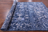Blue Contemporary Hand Knotted Wool & Silk Rug - 6' 0" X 8' 11" - Golden Nile