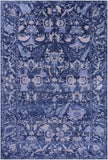 Blue Contemporary Hand Knotted Wool & Silk Rug - 6' 0" X 8' 11" - Golden Nile