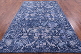 Blue Contemporary Hand Knotted Wool & Silk Rug - 6' 0" X 8' 11" - Golden Nile