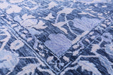 Blue Contemporary Hand Knotted Wool & Silk Rug - 6' 0" X 8' 11" - Golden Nile