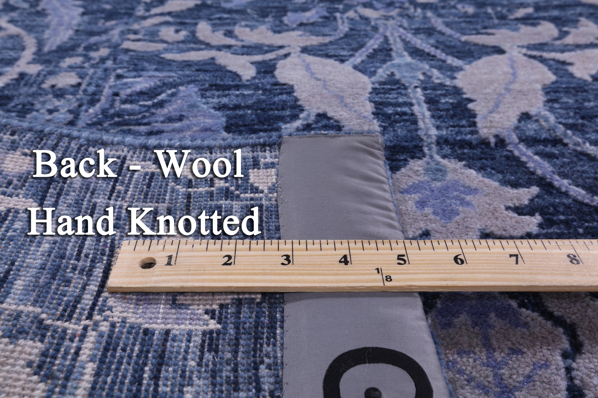 Blue Contemporary Hand Knotted Wool & Silk Rug - 6' 0" X 8' 11" - Golden Nile