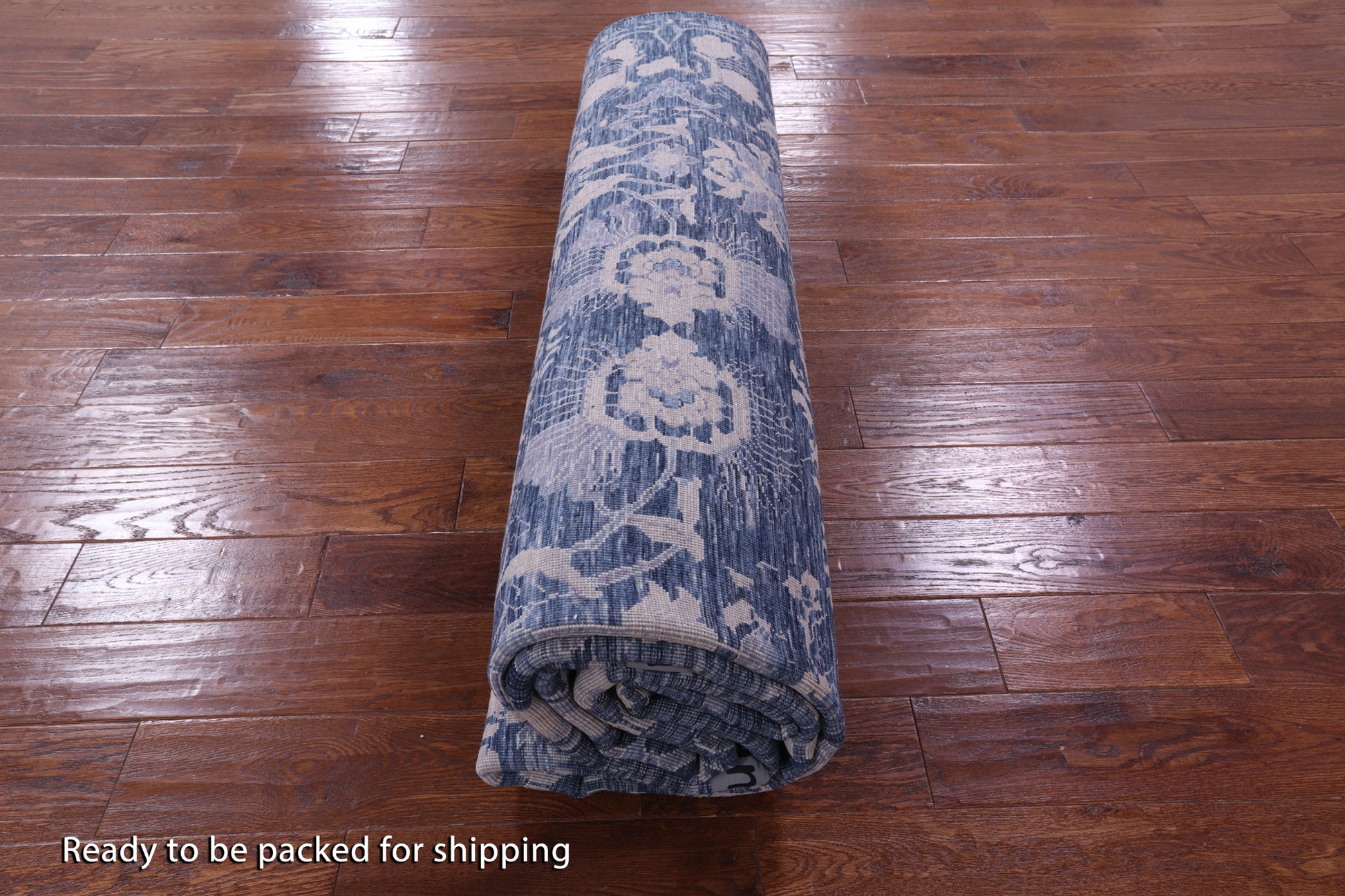Blue Contemporary Hand Knotted Wool Rug - 8' 11" X 12' 1" - Golden Nile