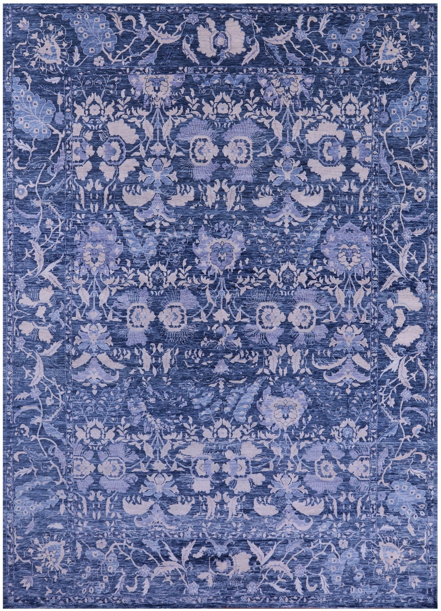 Blue Contemporary Hand Knotted Wool Rug - 8' 11" X 12' 1" - Golden Nile