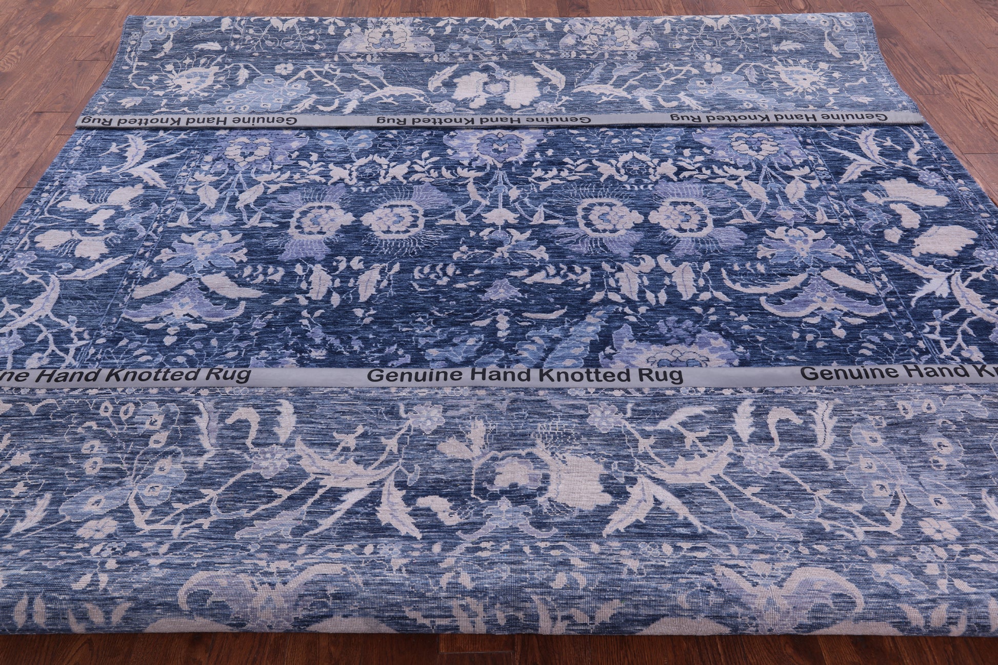 Blue Contemporary Hand Knotted Wool Rug - 8' 11" X 12' 1" - Golden Nile