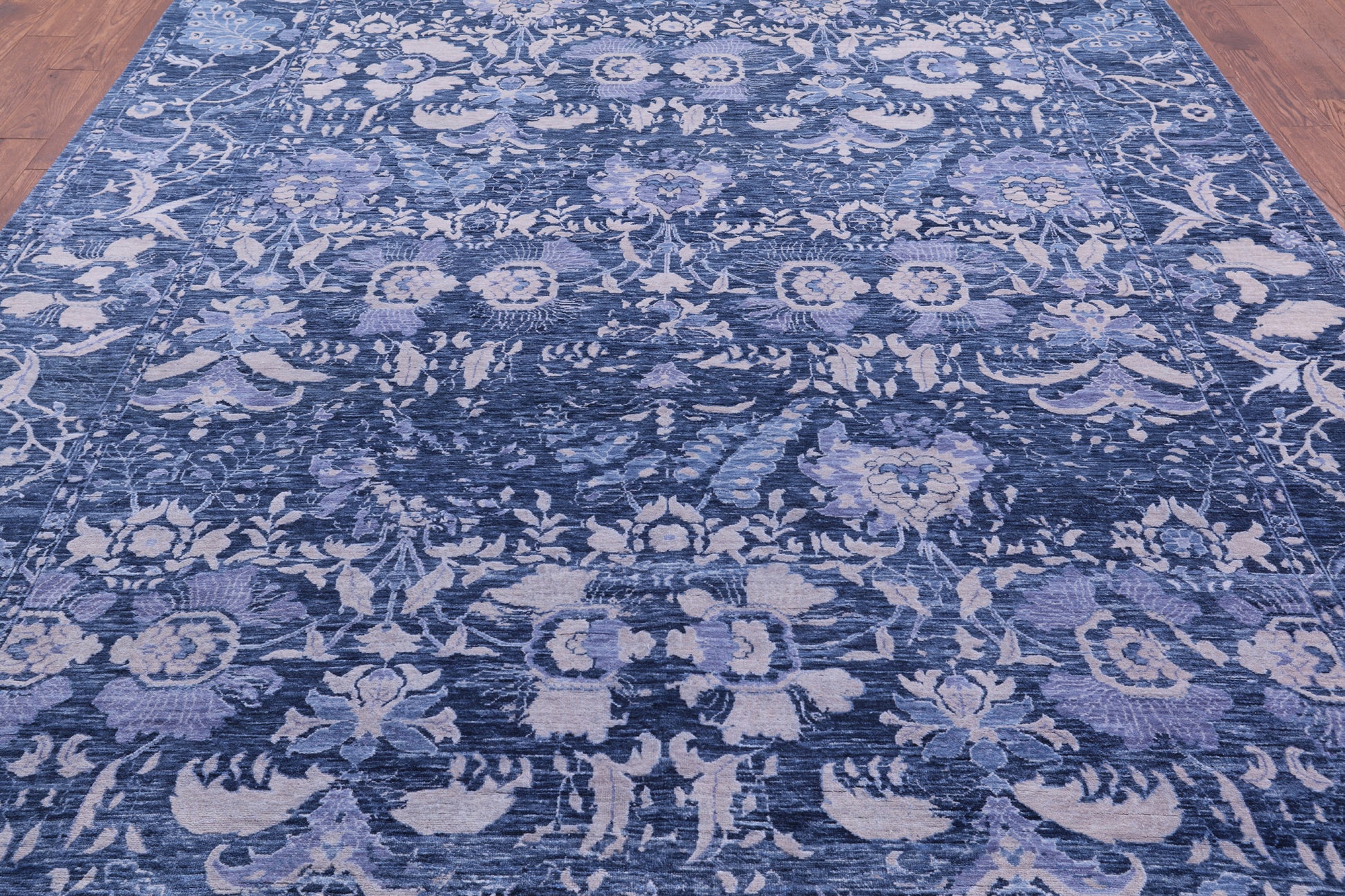 Blue Contemporary Hand Knotted Wool Rug - 8' 11" X 12' 1" - Golden Nile