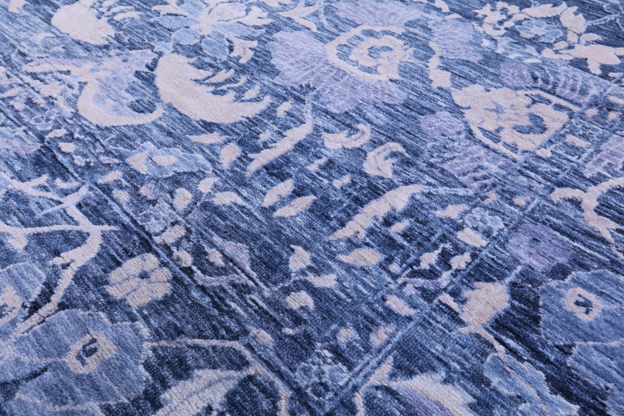 Blue Contemporary Hand Knotted Wool Rug - 8' 11" X 12' 1" - Golden Nile