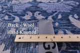 Blue Contemporary Hand Knotted Wool Rug - 8' 11" X 12' 1" - Golden Nile