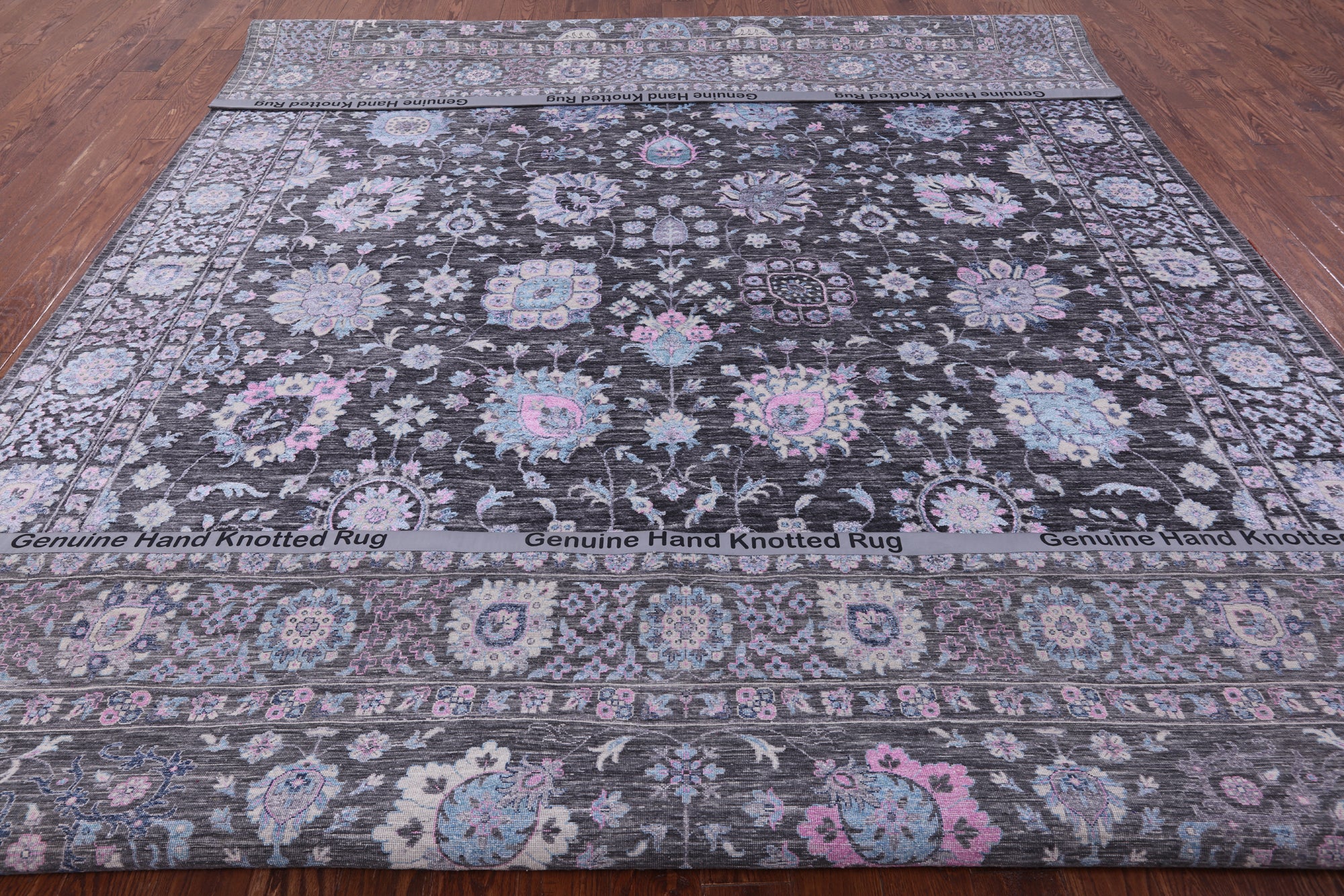 Grey Persian Hand Knotted Wool & Silk Rug - 9' 11" X 14' 0" - Golden Nile