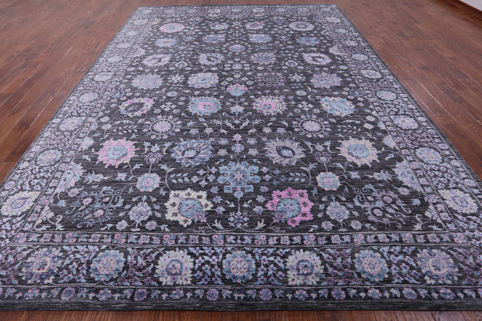 Grey Persian Hand Knotted Wool & Silk Rug - 9' 11" X 14' 0" - Golden Nile