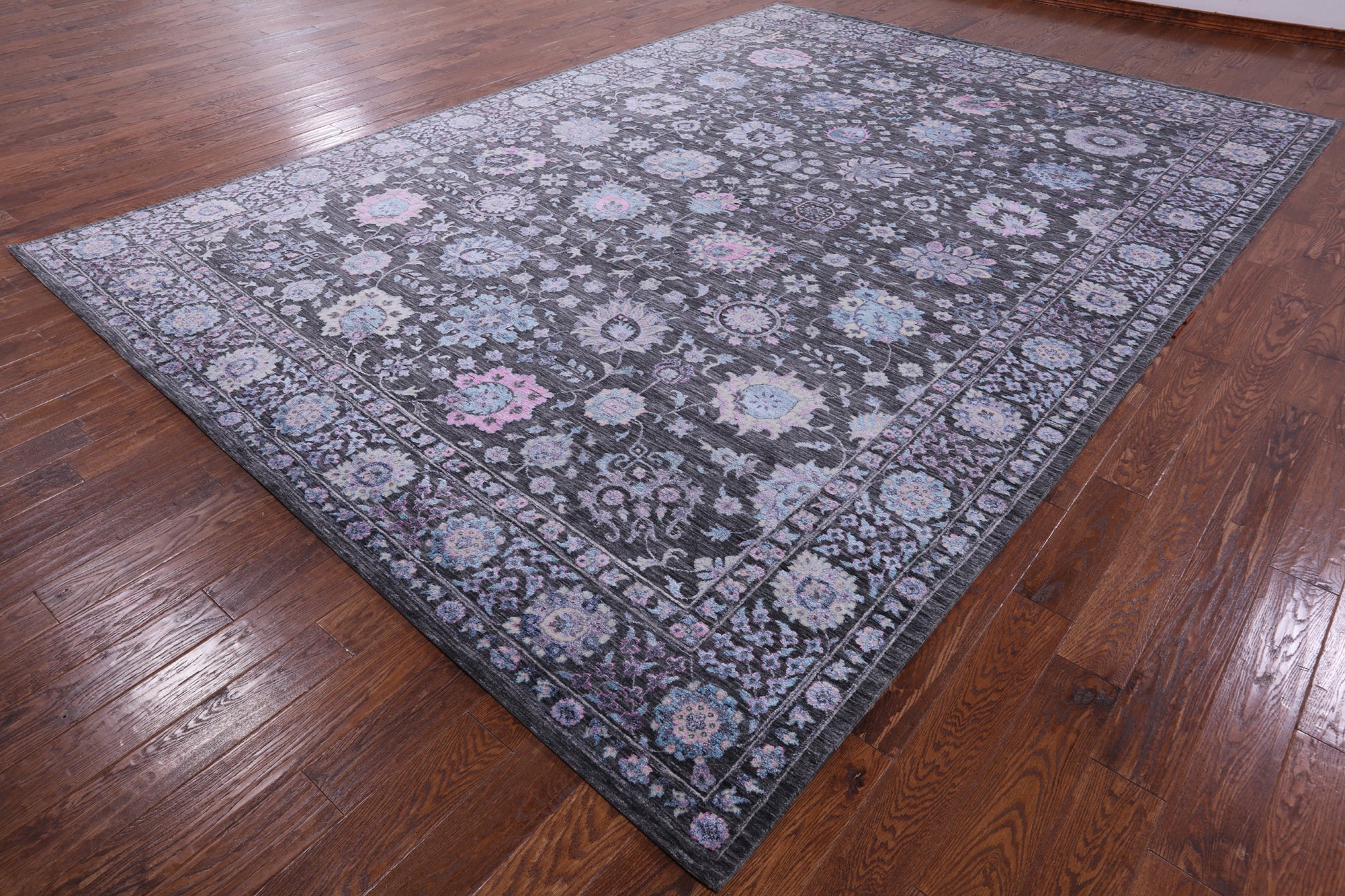 Grey Persian Hand Knotted Wool & Silk Rug - 9' 11" X 14' 0" - Golden Nile