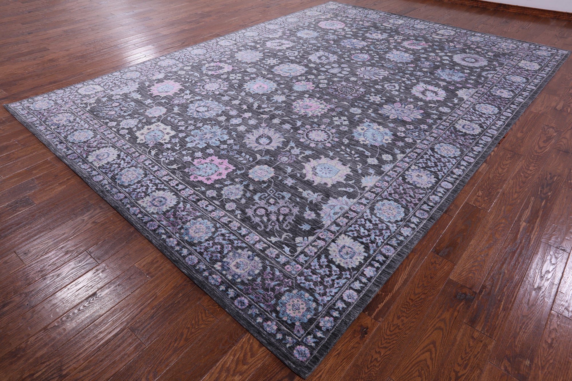 Grey Persian Hand Knotted Wool & Silk Rug - 9' 11" X 14' 0" - Golden Nile