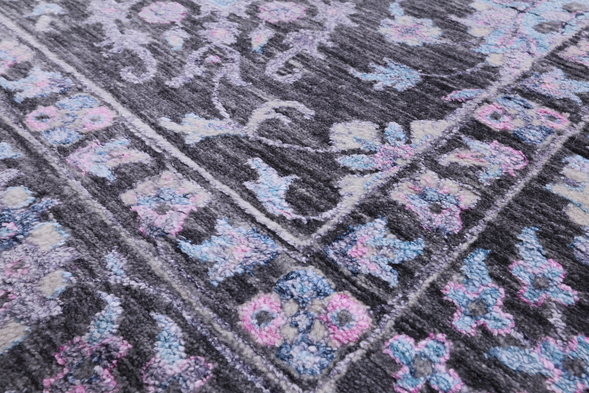 Grey Persian Hand Knotted Wool & Silk Rug - 9' 11" X 14' 0" - Golden Nile