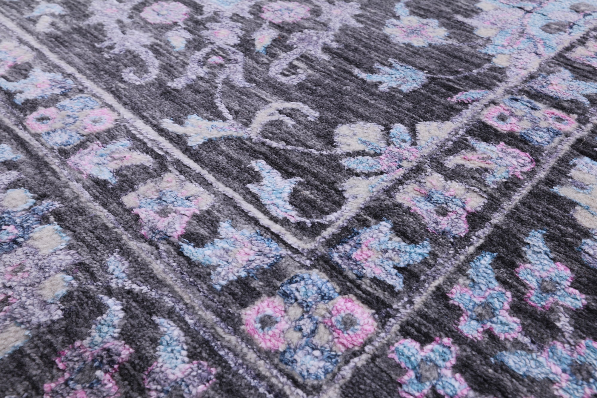 Grey Persian Hand Knotted Wool & Silk Rug - 9' 11" X 14' 0" - Golden Nile