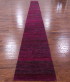 Pink Savannah Grass Handmade Wool & Silk Runner Rug - 2' 7" X 27' 8" - Golden Nile