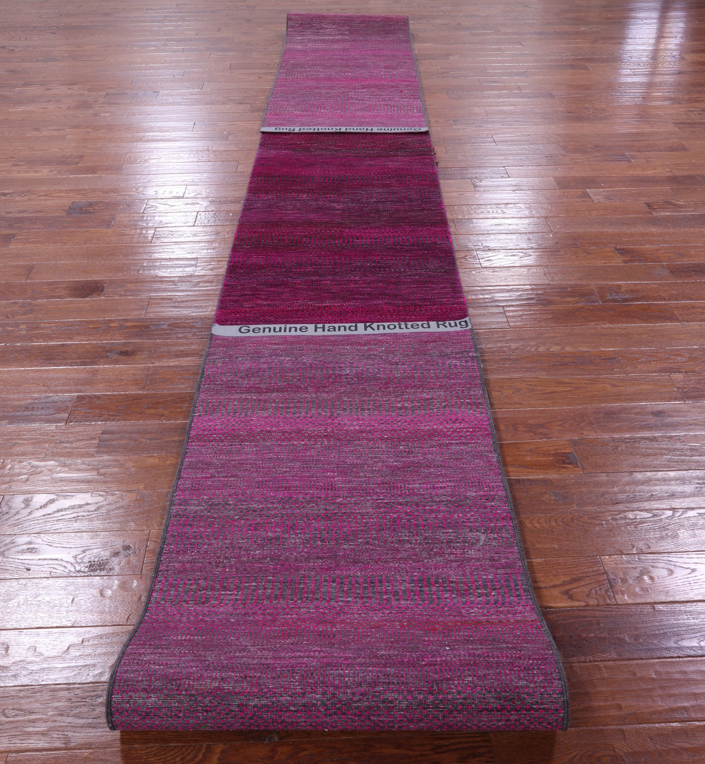 Pink Savannah Grass Handmade Wool & Silk Runner Rug - 2' 7" X 27' 8" - Golden Nile