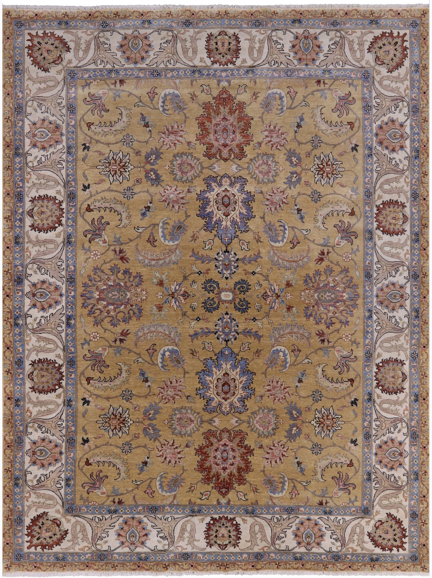 Persian Tabriz Hand Knotted Wool Rug - 9' 1" X 11' 9" - Golden Nile
