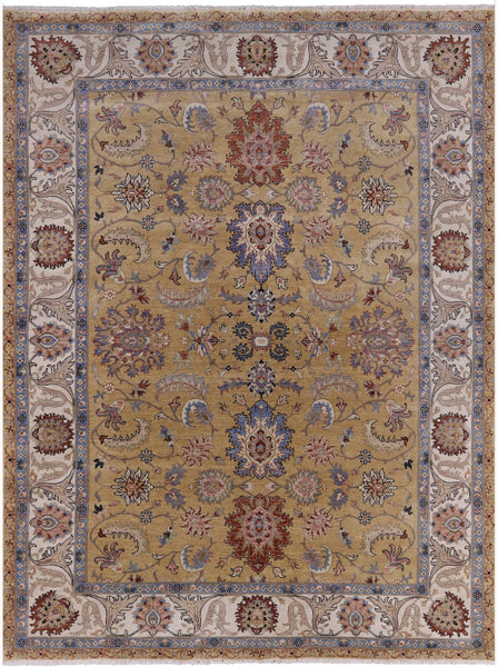 Persian Tabriz Hand Knotted Wool Rug - 9' 1" X 11' 9" - Golden Nile