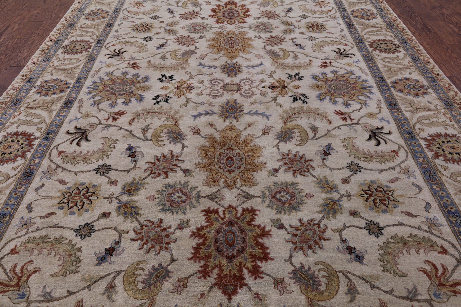 Ivory Persian Tabriz Hand Knotted Wool Rug - 8' 8" X 12' 3" - Golden Nile