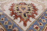 Ivory Persian Tabriz Hand Knotted Wool Rug - 8' 8" X 12' 3" - Golden Nile