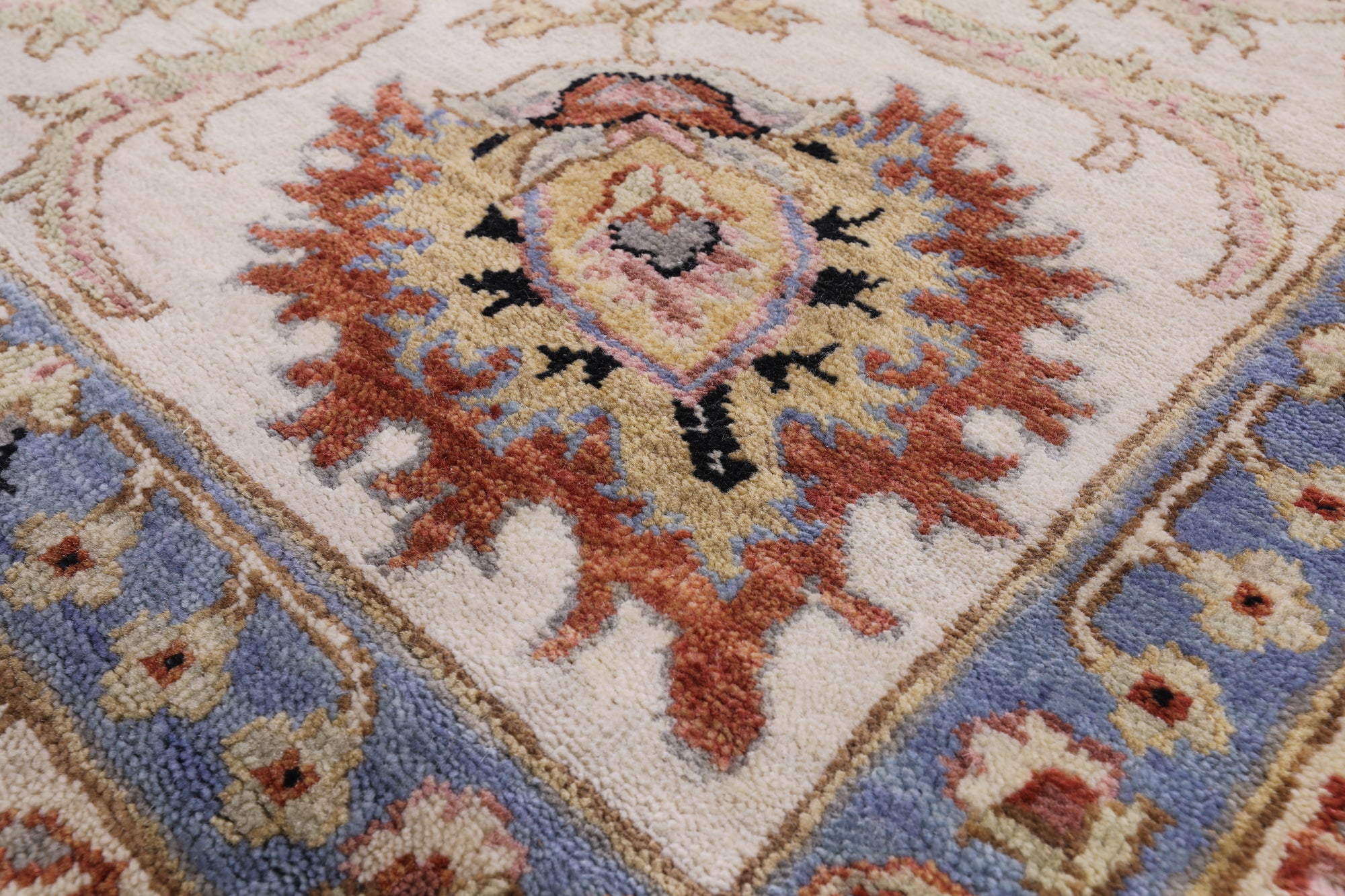 Ivory Persian Tabriz Hand Knotted Wool Rug - 8' 8" X 12' 3" - Golden Nile