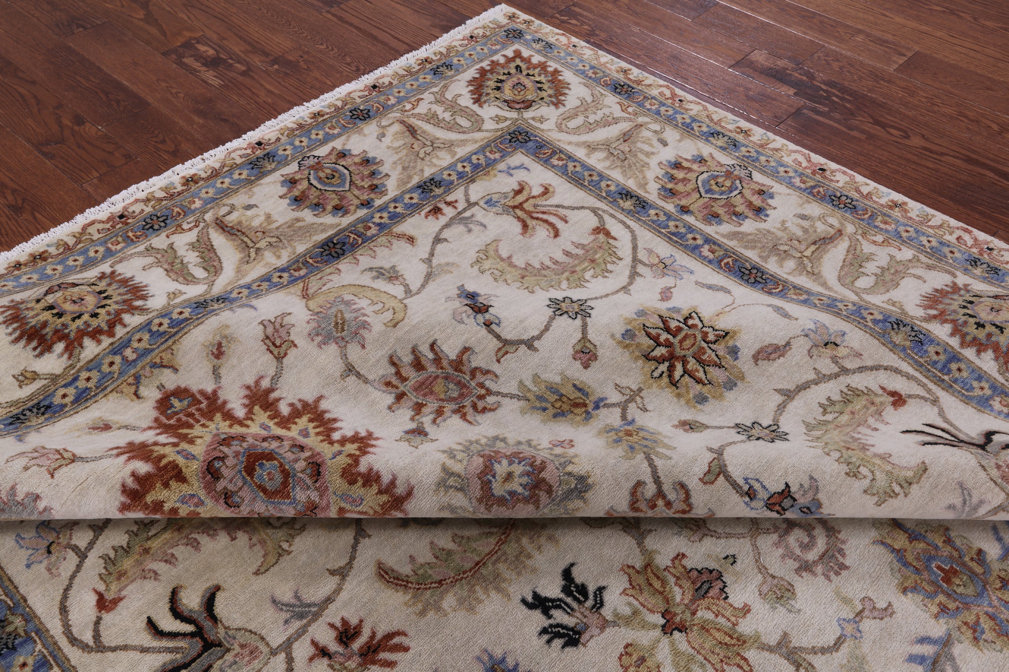 Ivory Persian Tabriz Hand Knotted Wool Rug - 8' 8" X 12' 3" - Golden Nile