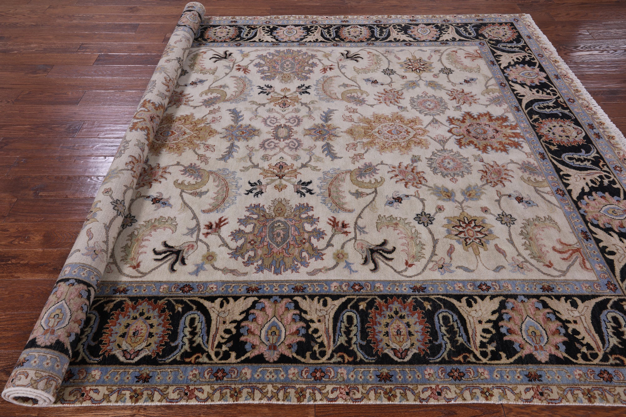 Ivory Persian Tabriz Handmade Wool Rug - 7' 11" X 9' 10" - Golden Nile