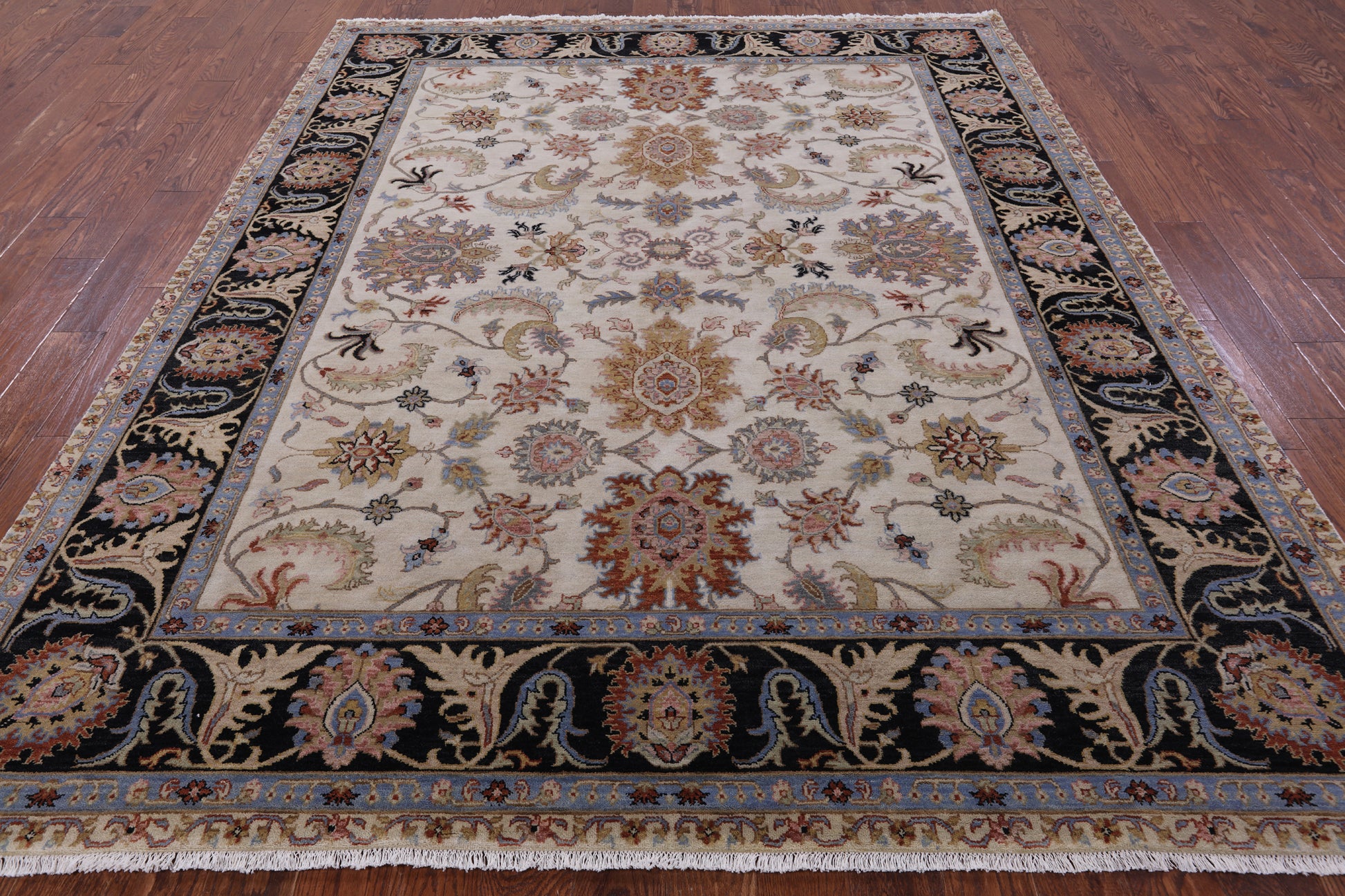 Ivory Persian Tabriz Handmade Wool Rug - 7' 11" X 9' 10" - Golden Nile