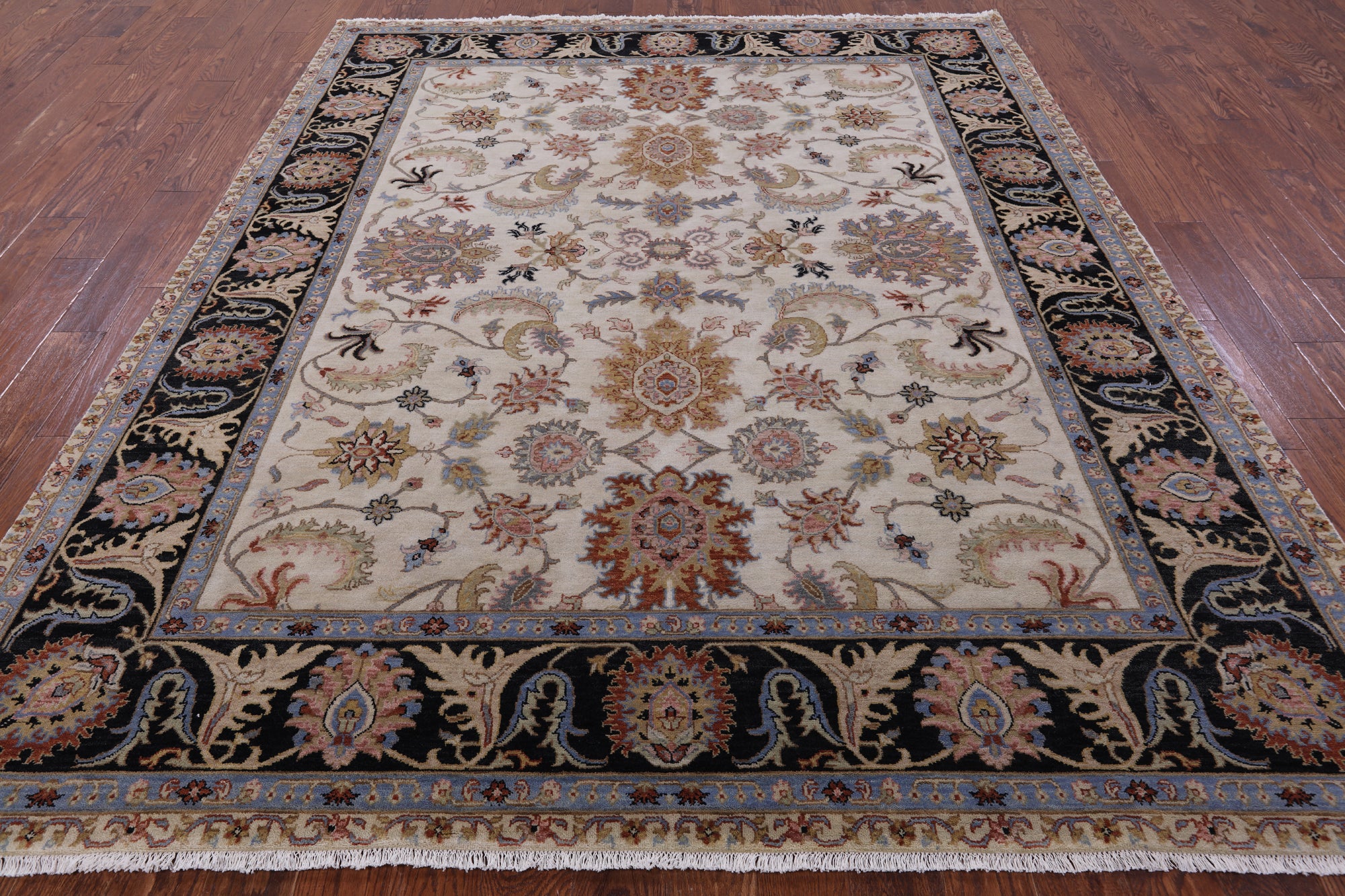 Ivory Persian Tabriz Handmade Wool Rug - 7' 11" X 9' 10" - Golden Nile