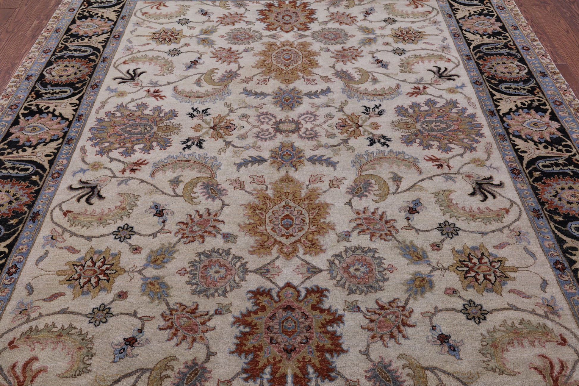 Ivory Persian Tabriz Handmade Wool Rug - 7' 11" X 9' 10" - Golden Nile