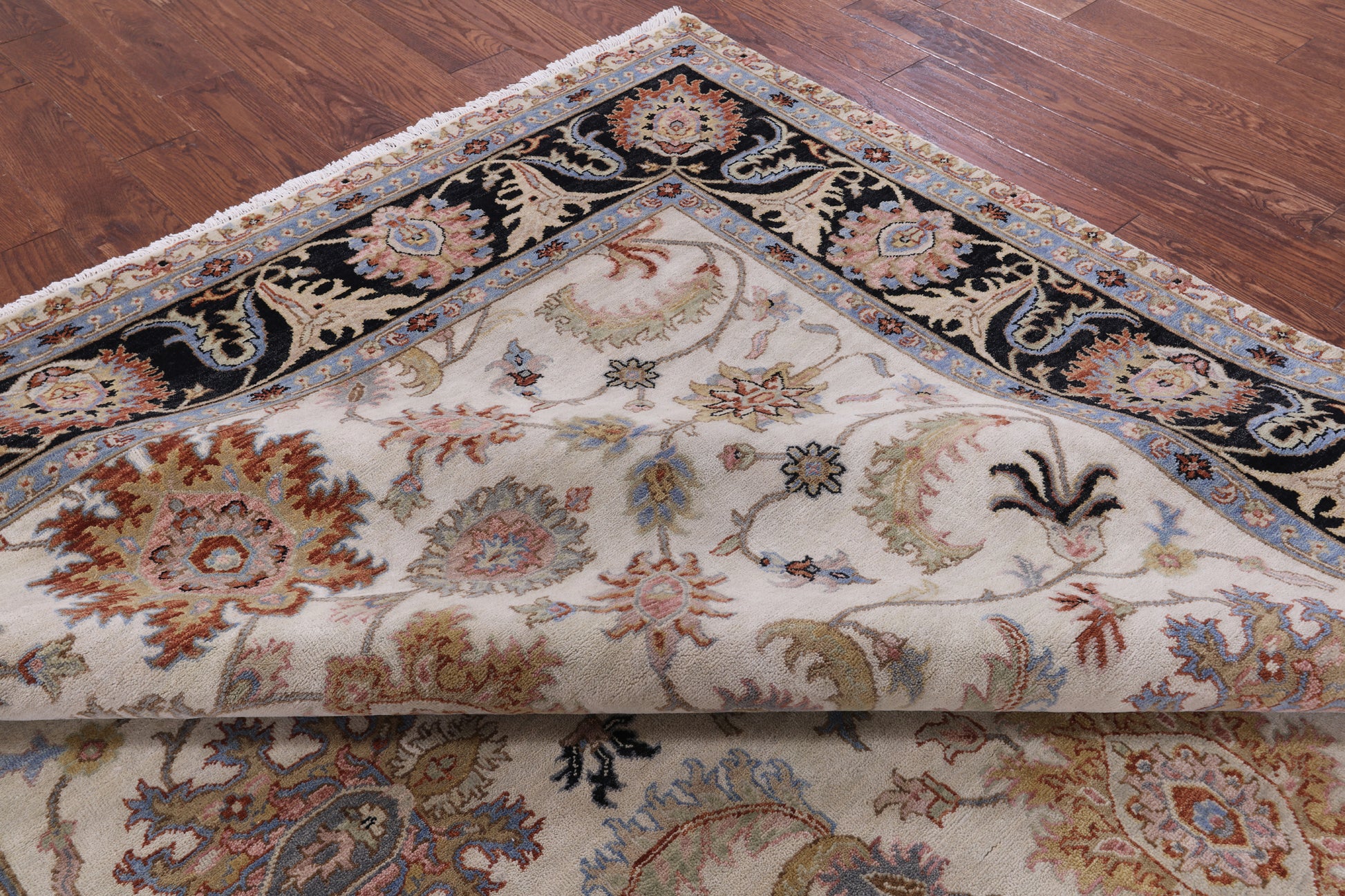 Ivory Persian Tabriz Handmade Wool Rug - 7' 11" X 9' 10" - Golden Nile