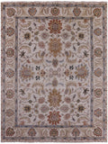 Ivory Persian Tabriz Hand Knotted Wool Rug - 7' 8" X 9' 11" - Golden Nile